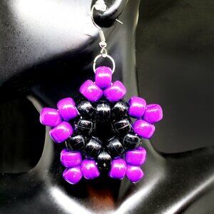 Handmade Purple Kandi Star Earrings